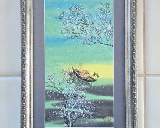 Set of 4 Japanese Style Water Color Painting depicting the Seasons