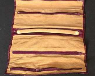 Vintage Italian Leather Jewelry Roll Organizer
