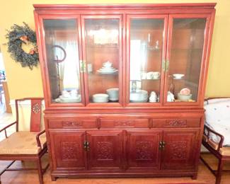 Chinese Rosewood Display Cabinet with Hutch