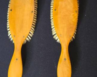 Vintage Wooden Hair Brushes with Case