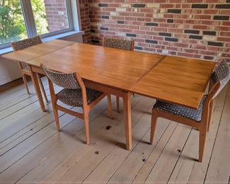 MCM Scandinavian Dining Room Table and 4 Chair Set