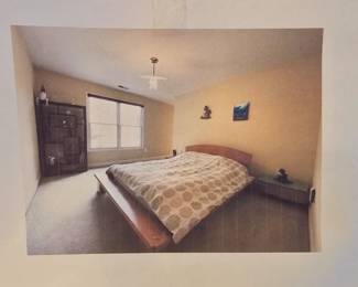 MCM Wood Slat Bed Frame with Headboard