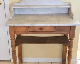 French Pine and Marble Vanity
