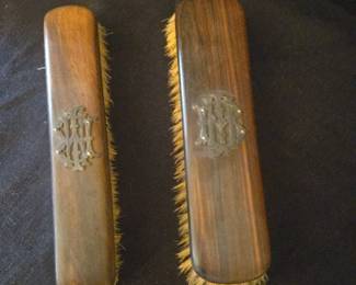 Antique Sterling Silver Monogrammed Clothes Brushes