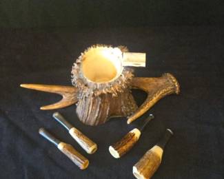 Antler Pipe Holder and Pipe Tamper Set