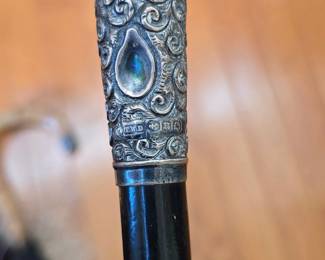 Collection of 4 Antique Umbrellas with Sterling Silver on Handles