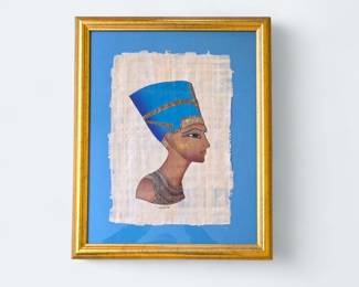 Queen Nefertiti Papyrus Painting with COA