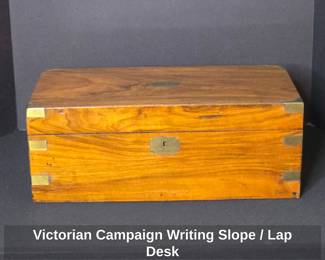 Victorian Campaign Writing Slop with Inkwells 