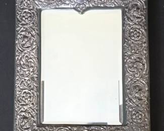 Sterling Silver Repousse Easel Mirror