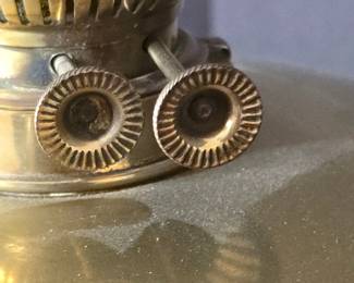 Victorian Brass Oil lamp with Frosted Glass Shade