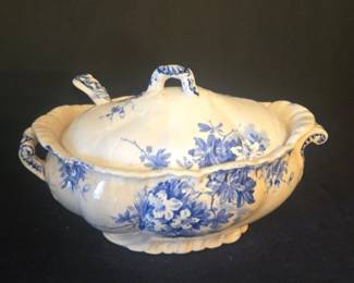 Booths "Azalea" Pattern Semi Porcelain Soup Tureen with Ladle