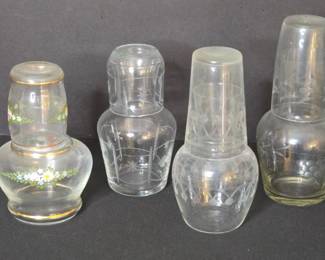 Vintage Bedside Water Carafes with Cups