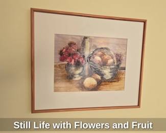 Still Life Painting of Flowers and Fruits