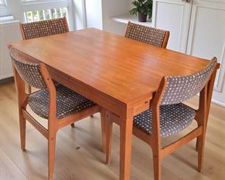 MCM Scandinavian Dining Room Table and 4 Chair Set