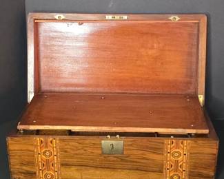 Antique Rosewood Writing Box with Marquetry Inlay