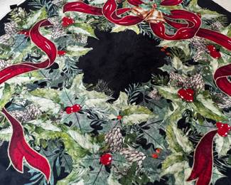 Merry Christmas Wreath Round Rug