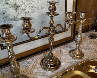 Beautiful Silver Plate  Candelabra and Candlesticks 