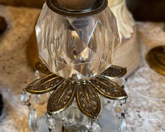 Mid Century Lighter with Prisms/ Brass Marble Base