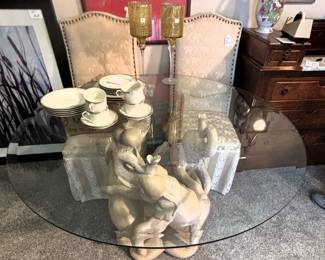 Great unique beveled glass elephant base table.                                         BUY IT NOW! $150.00 Call Jan to purchase. 314-960-5700                  48D x 31H