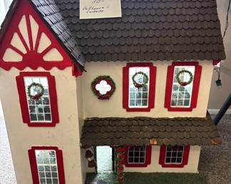 Dollhouse all ready for Christmas with some contents.  We have two dollhouses!