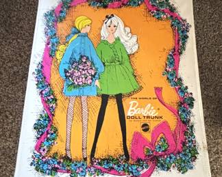 Vintage Barbie doll trunk with contents as found.