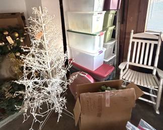 Christmas tree, storage boxes and more Christmas items.