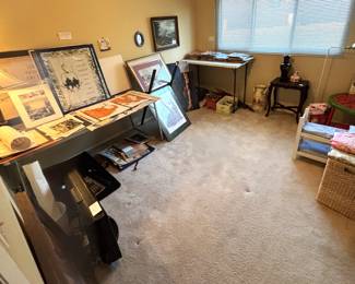 This bedroom is full of posters, (many TWA) Newsweek magazines, knick knacks, small furniture items and more.