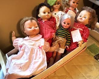Lot of vintage dolls.  