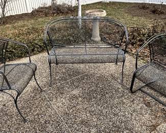 Woodard (?) patio furniture.  One settee, two chairs.                                                                                 BUY IT NOW $125.00  Call Jan at 314-960-5700 to purchase.  