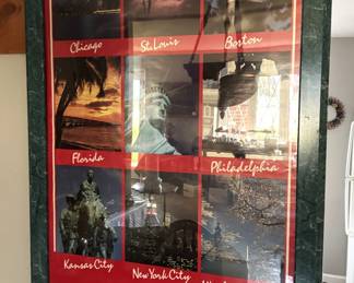 Nine cities TWA framed poster.