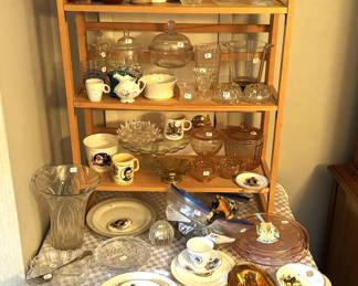 Eclectic mix of glassware, and china.