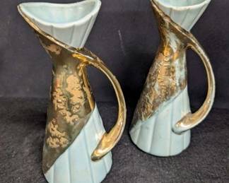 2- Small Pink & Gold Ewers