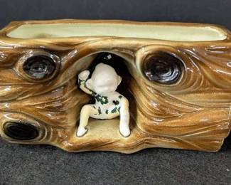 Ceramic Log Planter w/Pixie 