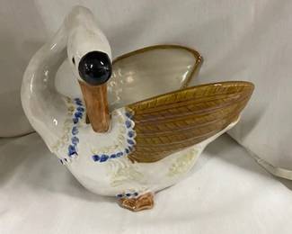 Lg. Ceramic Goose Planter- 11"