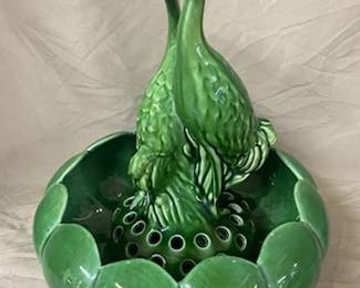 Green 2 pc. Camark Crane/Heron Flower Frog -SOLD