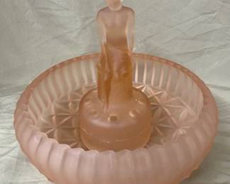Pink Depression Sowerby Glass 2 pc. Flower Frog -SOLD