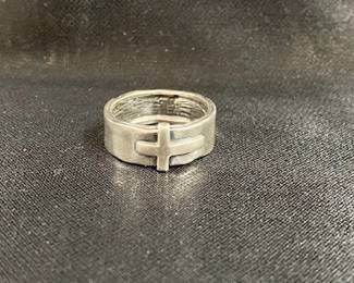 Sterling Band w/Cross 