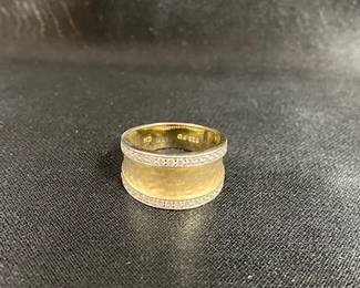 Sterling Band "Gold" w/Diamonds