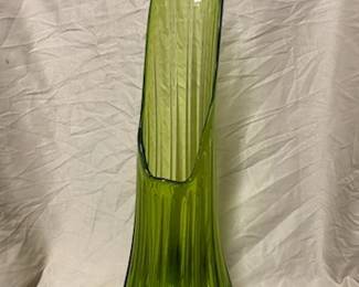 Lg. Green Ribbed Swung Vase