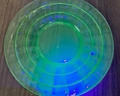 Anchor Hocking Block Optic Uranium Glass Saucer 