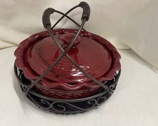 Celebrating Home Berry Stoneware Bean Pot w/ Carrier 