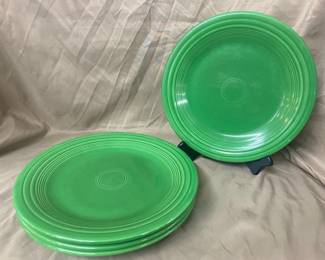 4- 1950's Green Fiesta Plates 