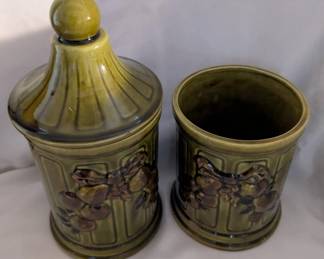 Los Angeles Potteries Canister w/Lid & Los Angeles Potteries Canister 