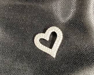 Sterling Heart Pendant w/Diamonds