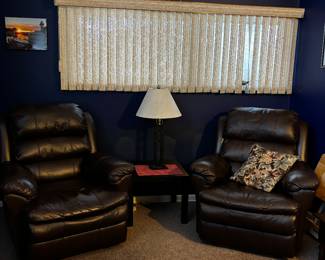 Brown leather recliners