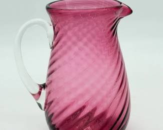 23 Handblown7CranberryGlassPitcher