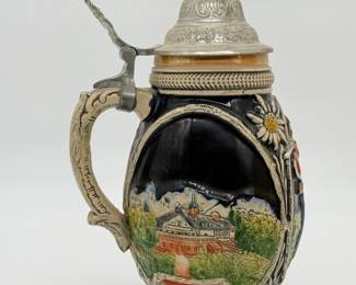 98 Vintage10GermanBeerSteinwPewterLid