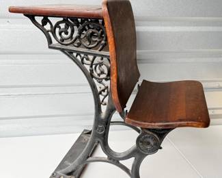 1 AntiqueCastIronWoodSchoolDesk