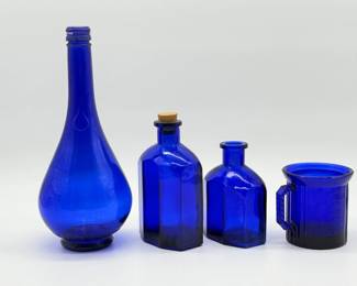 122 VintageCobaltBlueGlassBottles