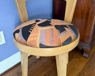 Mid Century Blonde Swivel Vanity Stool 